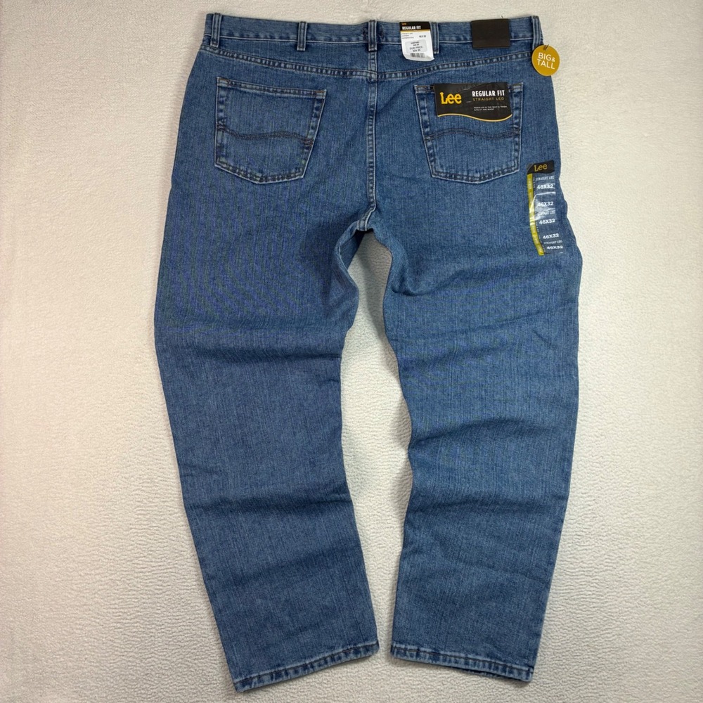 Lee Regular Fit Straight Leg Jeans Men 46x32 Blue Denim Casual Classic Big NWT